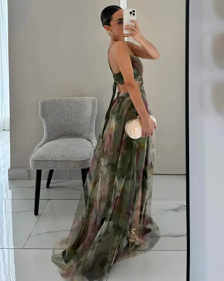 Women’s Dress with V-Neckline and Side Cutouts