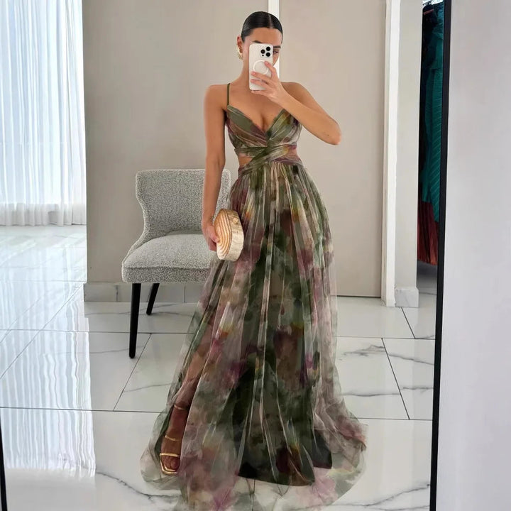 Women’s Dress with V-Neckline and Side Cutouts