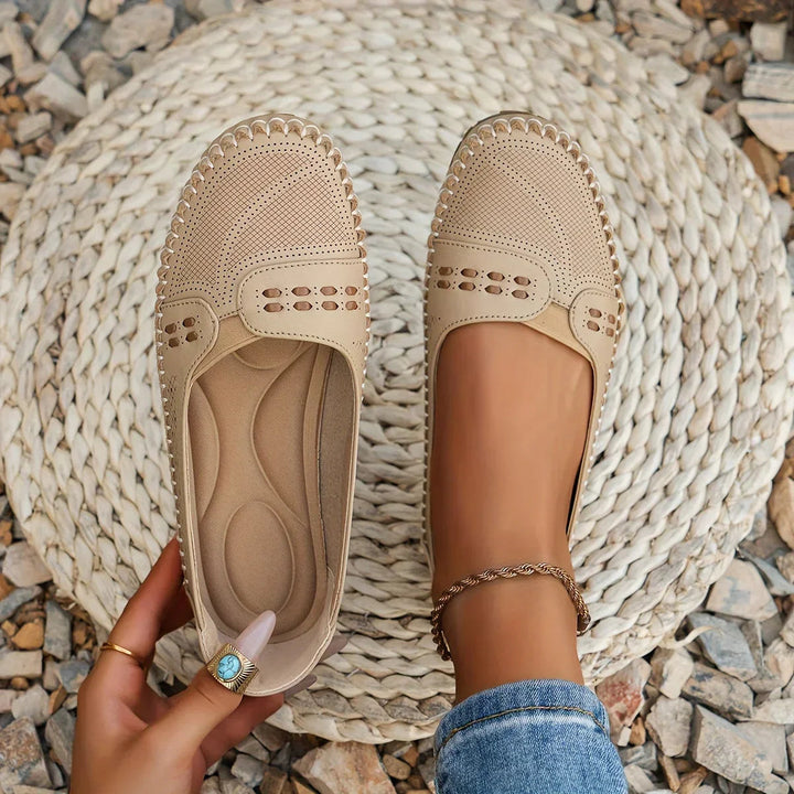 Women’s Flats with Perforated Upper and Stitched Edge