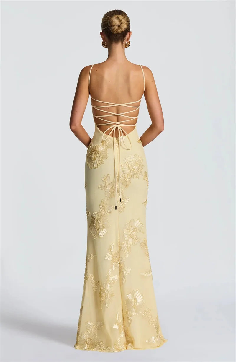 Women’s Maxi Dress with Corset Bodice and Spaghetti Straps