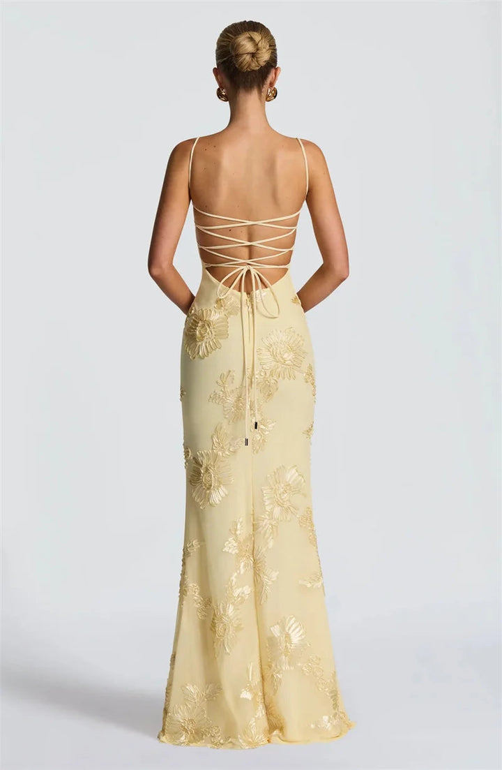 Women’s Maxi Dress with Corset Bodice and Spaghetti Straps