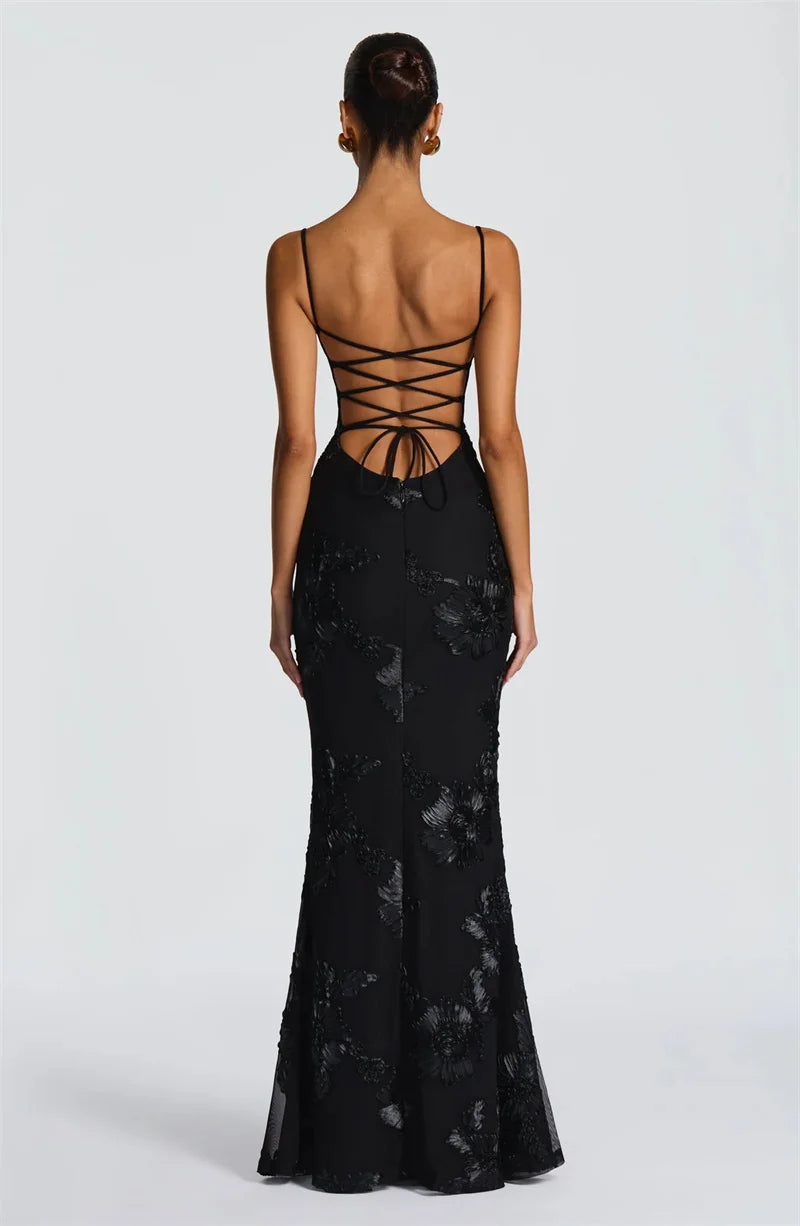 Women’s Maxi Dress with Corset Bodice and Spaghetti Straps