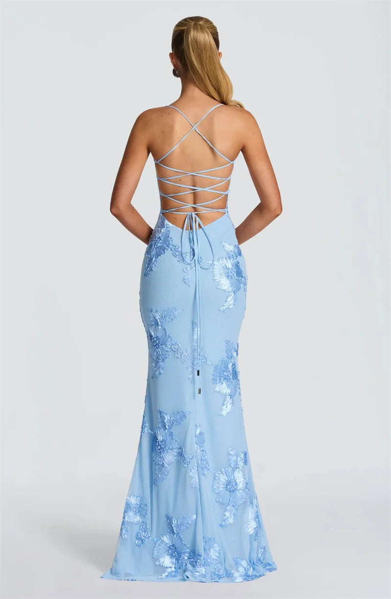 Women’s Maxi Dress with Corset Bodice and Spaghetti Straps