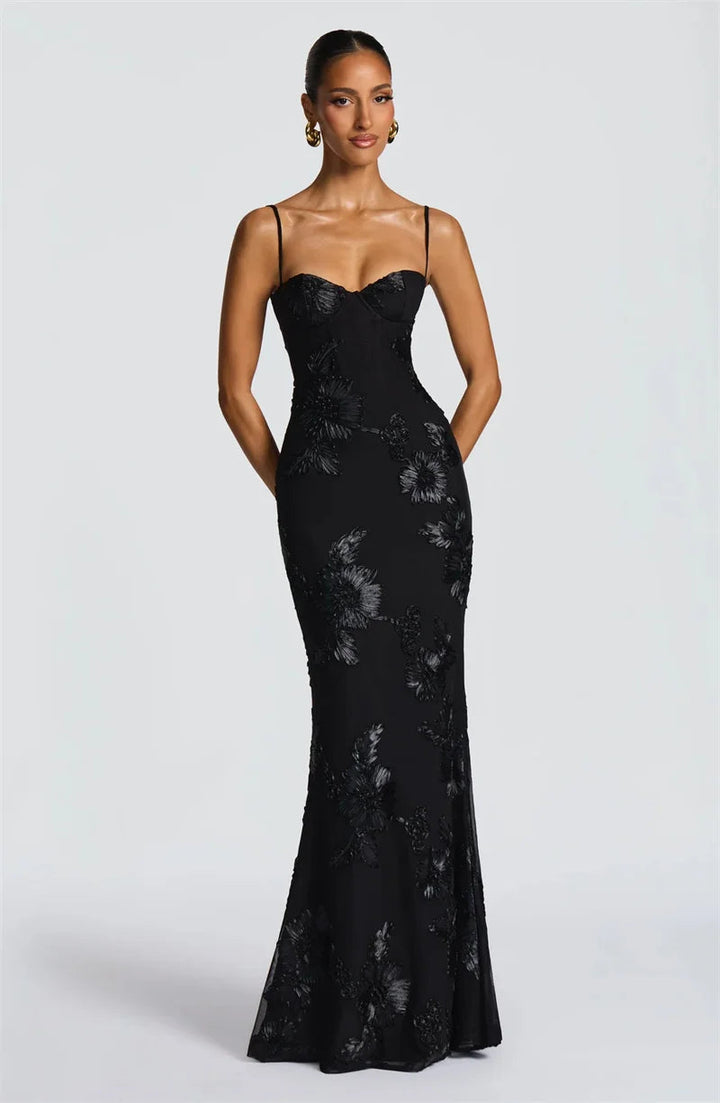 Women’s Maxi Dress with Corset Bodice and Spaghetti Straps
