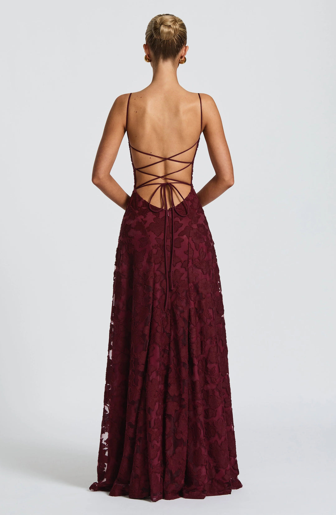 Women’s Maxi Dress with Cowl Neckline and Lace-Up Back