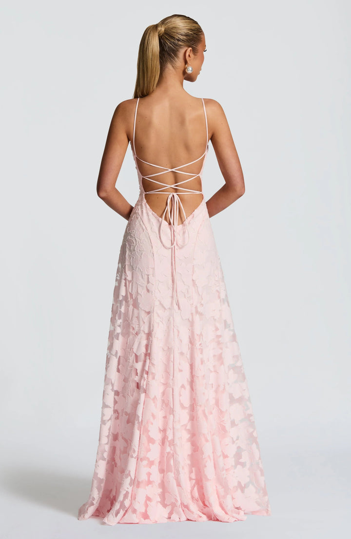 Women’s Maxi Dress with Cowl Neckline and Lace-Up Back