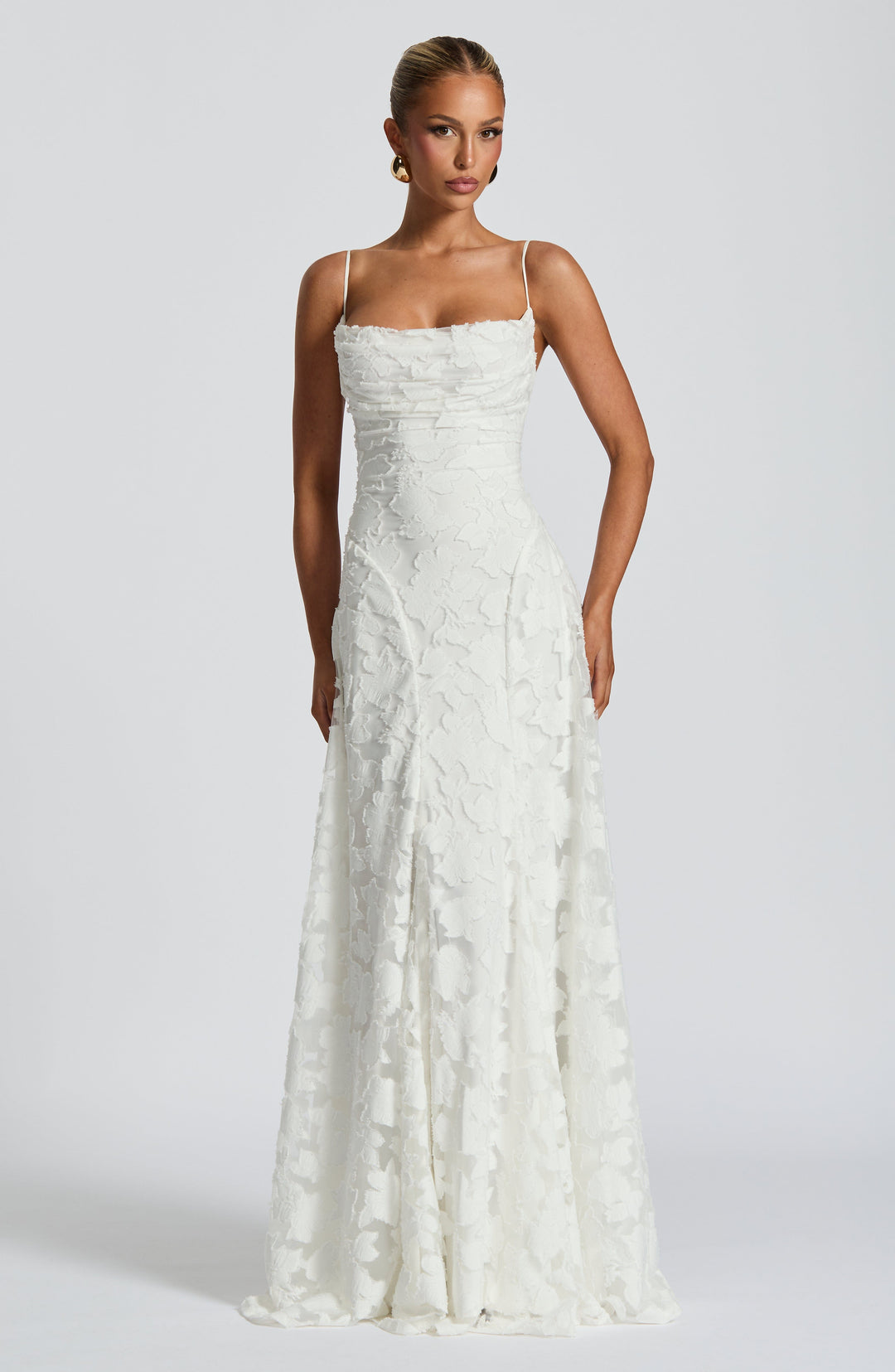 Women’s Maxi Dress with Cowl Neckline and Lace-Up Back