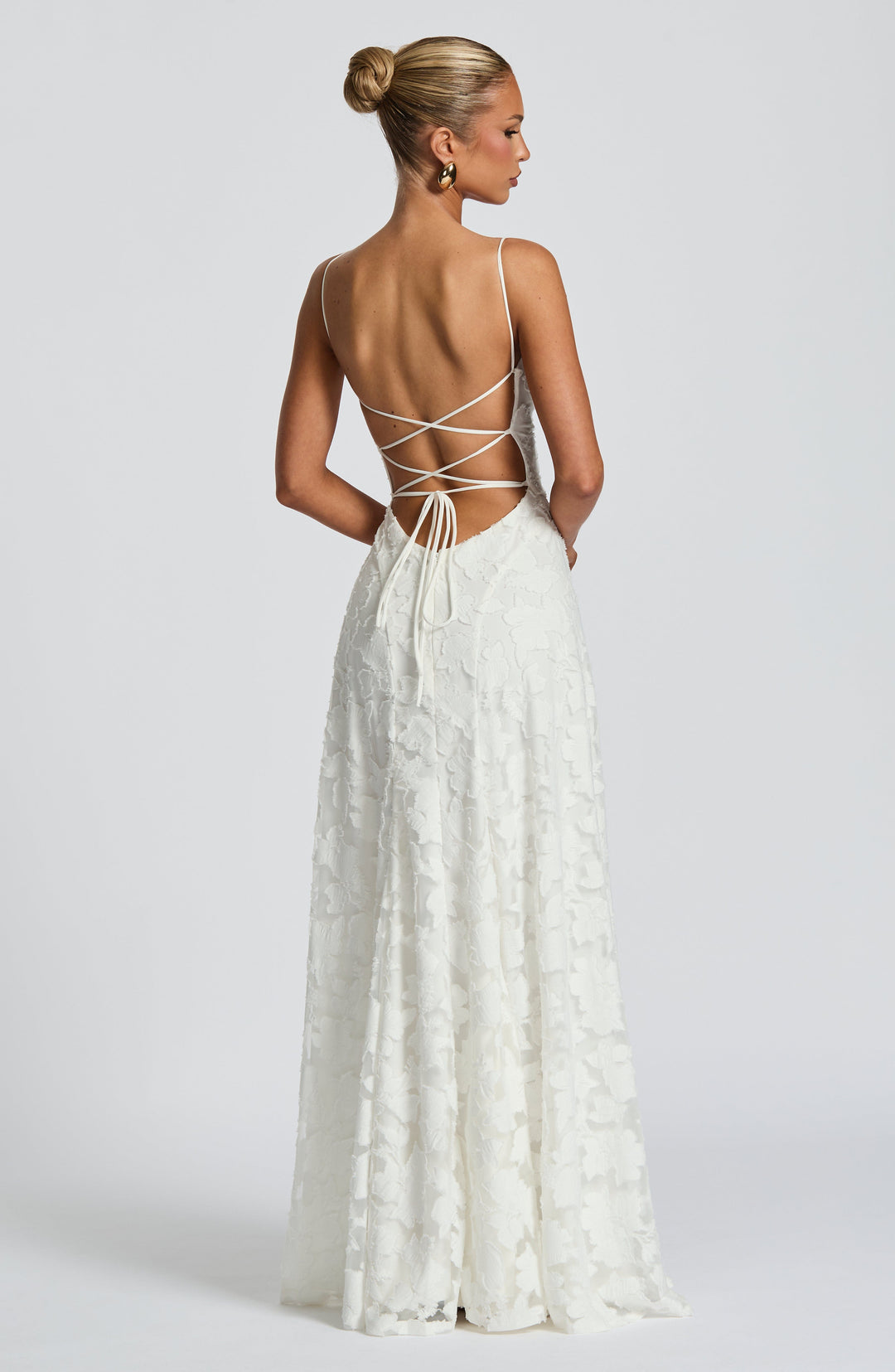 Women’s Maxi Dress with Cowl Neckline and Lace-Up Back