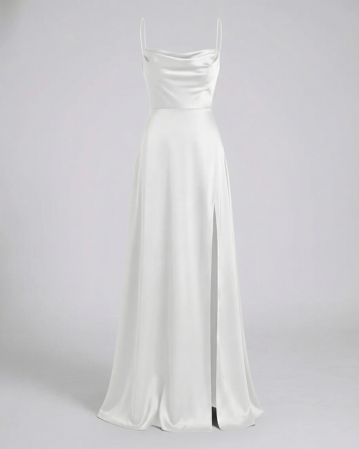Women’s Maxi Dress with Cowl Neckline and Lace-Up Back