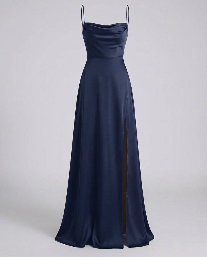 Women’s Maxi Dress with Cowl Neckline and Lace-Up Back