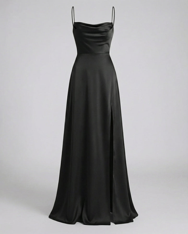 Women’s Maxi Dress with Cowl Neckline and Lace-Up Back