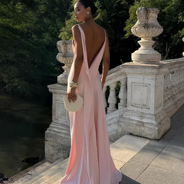 Women’s Maxi Dress with Cowl Neckline and Side Slit