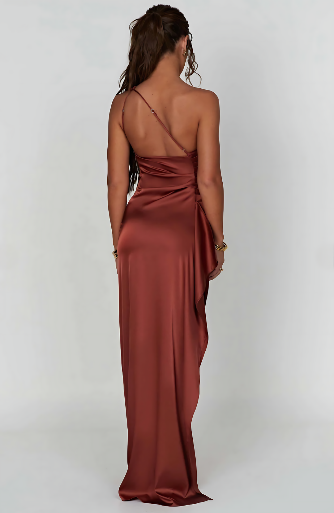 Women’s Maxi Dress with One-Shoulder Neckline and Side Slit