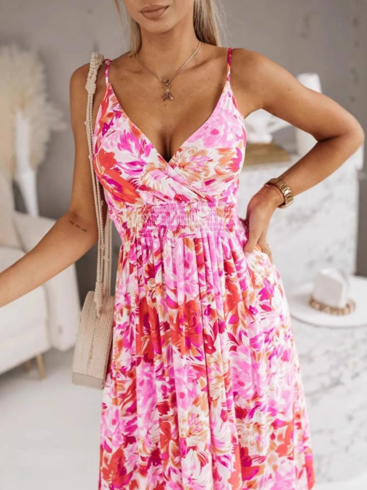 Women’s Maxi Dress with Plunge Neckline and Laced Back