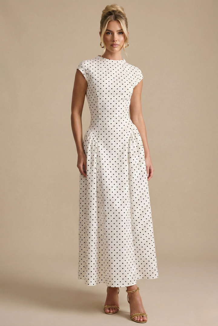 Women’s Maxi Dress with Round Neck and A-Line Skirt