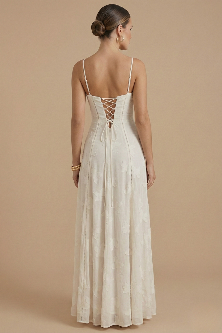 Women’s Maxi Dress with Spaghetti Straps and Fitted Bodice