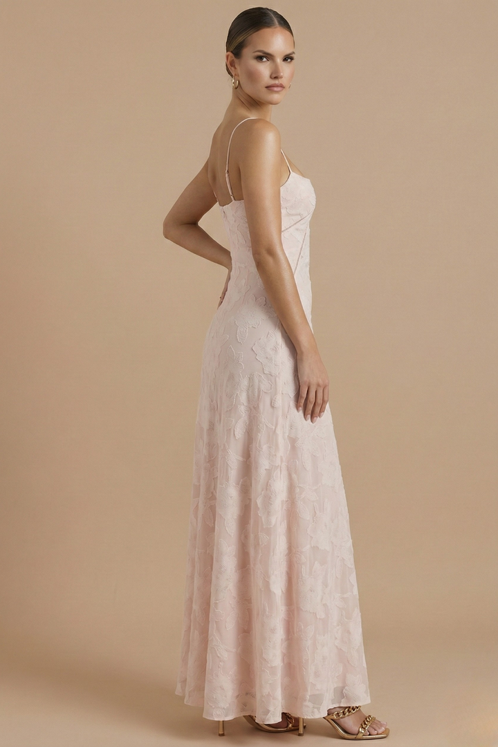 Women’s Maxi Dress with Spaghetti Straps and Fitted Bodice