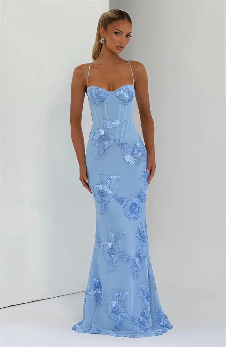 Women’s Maxi Dress with Spaghetti Straps and Floral