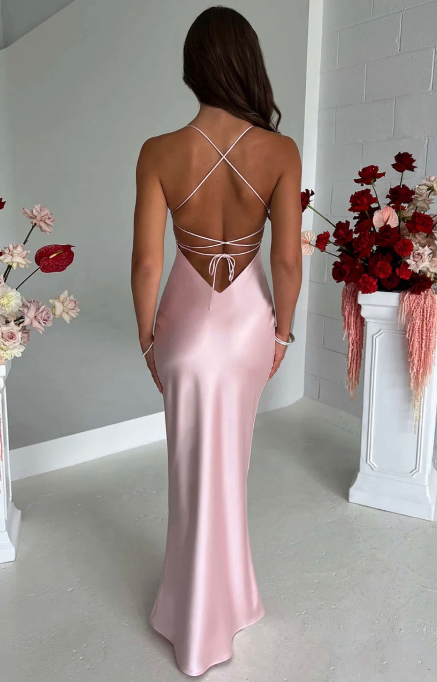 Women’s Maxi Dress with Spaghetti Straps and Panel Seams