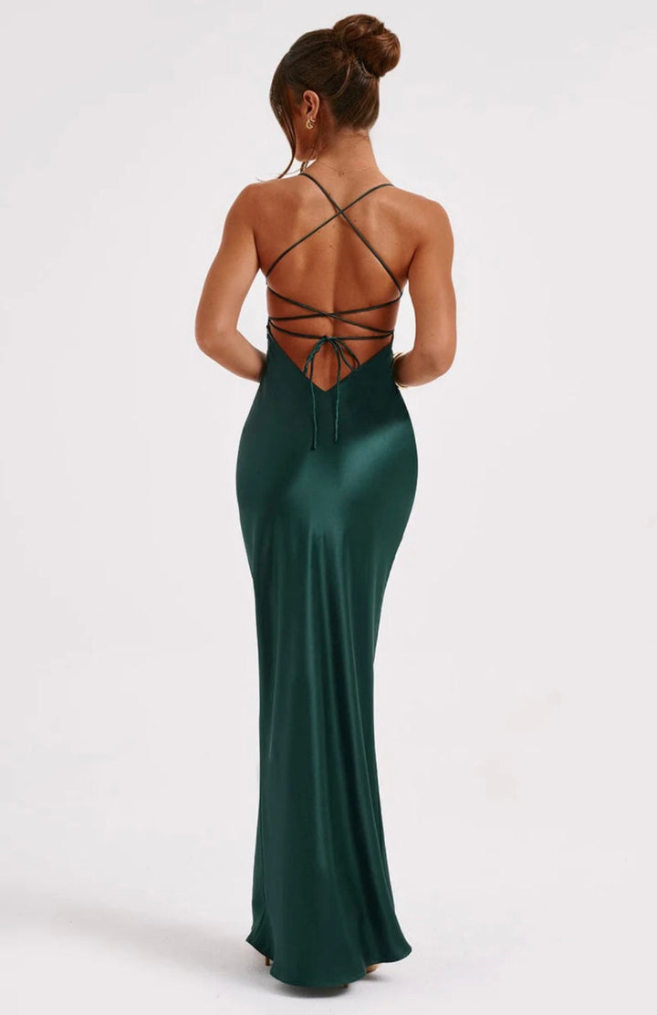 Women’s Maxi Dress with Spaghetti Straps and Panel Seams