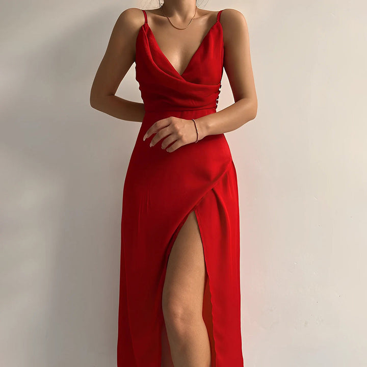 Women’s Maxi Dress with Spaghetti Straps and Side Slit