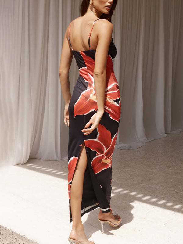 Women’s Maxi Dress with Square Neckline and Spaghetti Straps