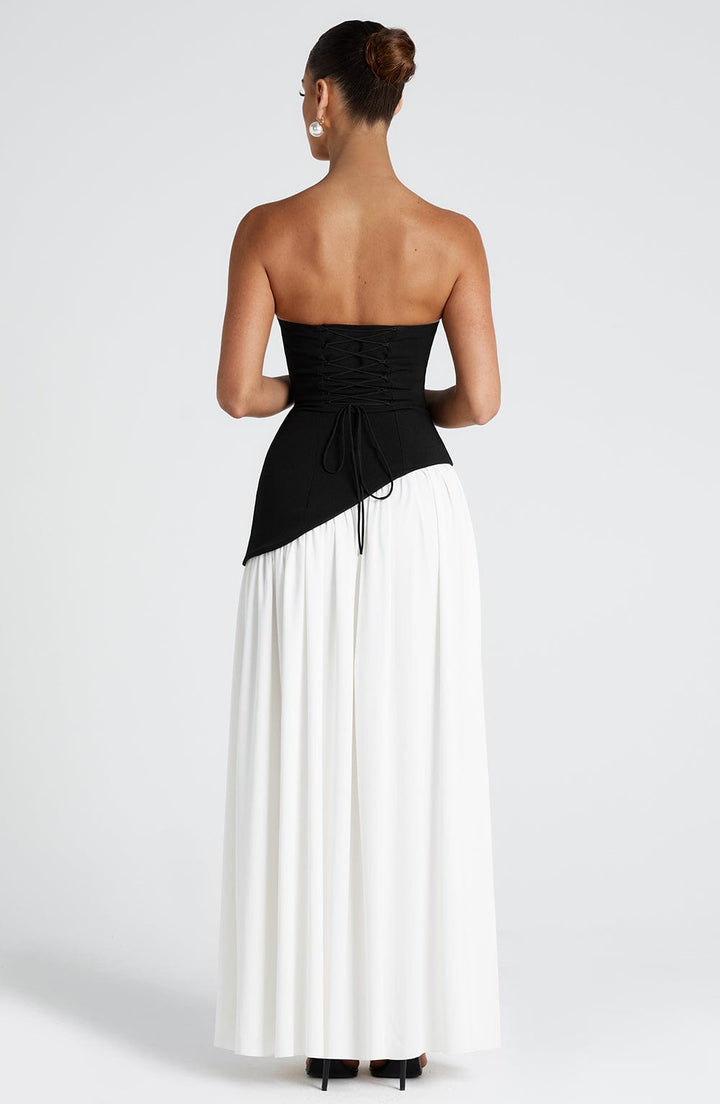 Women’s Maxi Dress with Strapless Neckline and Front Leg Slit