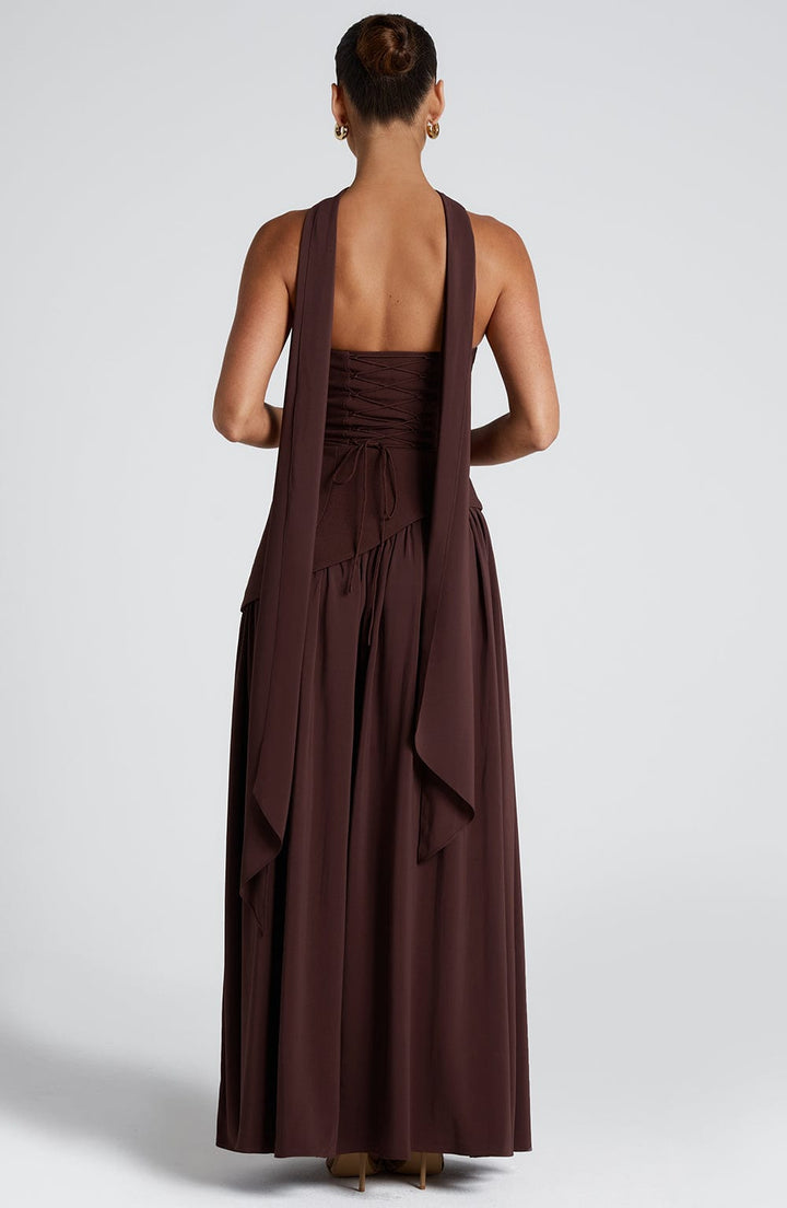 Women’s Maxi Dress with Strapless Neckline and Front Leg Slit