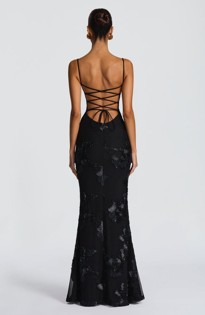 Women’s Maxi Dress with Sweetheart Neckline and Back Lacing