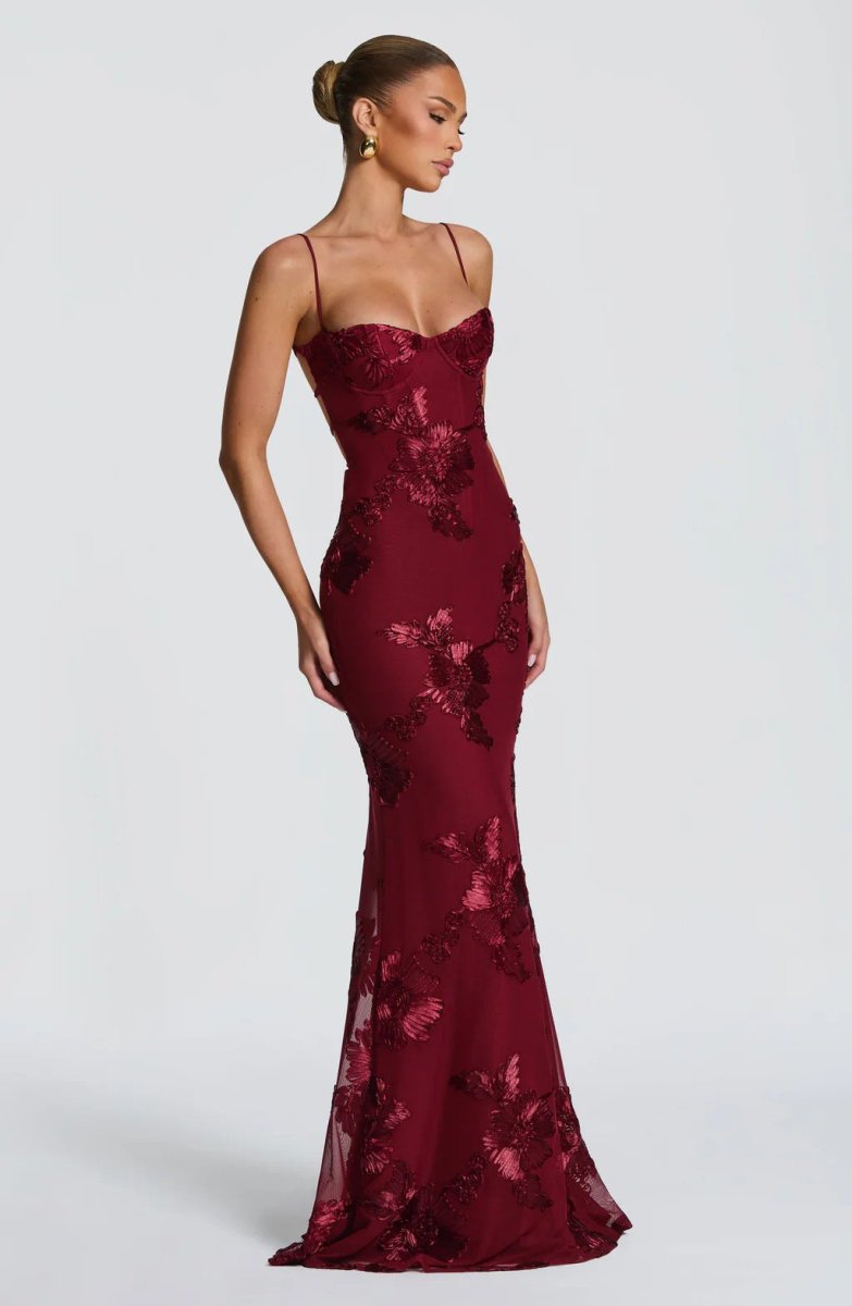 Women’s Maxi Dress with Sweetheart Neckline and Back Lacing