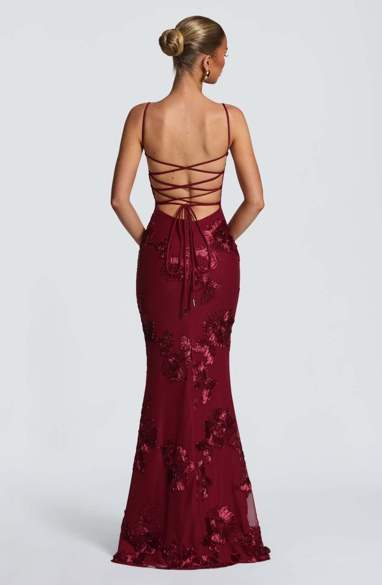 Women’s Maxi Dress with Sweetheart Neckline and Back Lacing