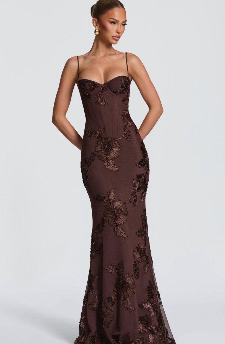Women’s Maxi Dress with Sweetheart Neckline and Back Lacing