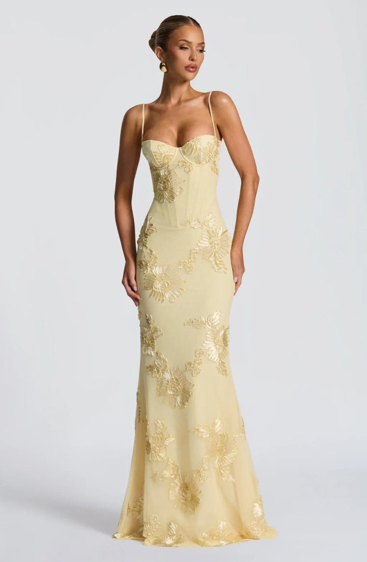 Women’s Maxi Dress with Sweetheart Neckline and Back Lacing