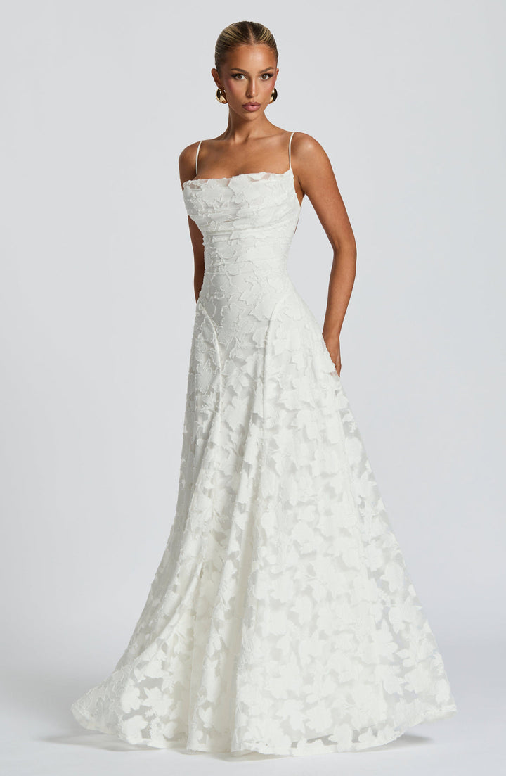 Women’s Maxi Dress with Waterfall Neckline and Lace-Up Back