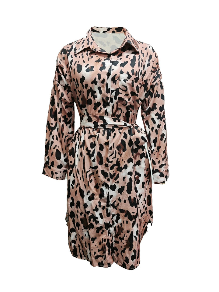 Women’s Midi Shirt Dress with Front Button Closure