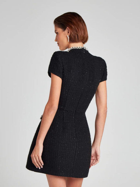 Women’s Mini Dress with Pearl Trim and Front Pockets