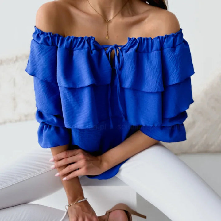 Women’s Ruffled Off‑Shoulder Top with Long Sleeves