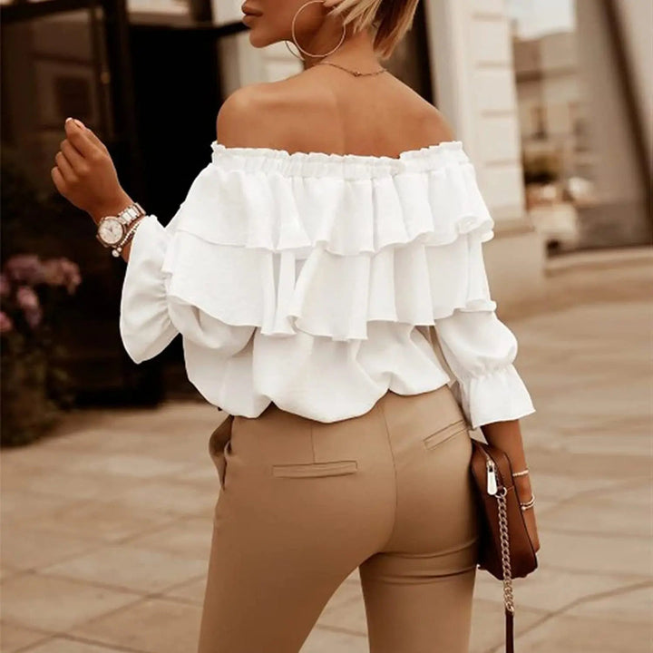 Women’s Ruffled Off‑Shoulder Top with Long Sleeves