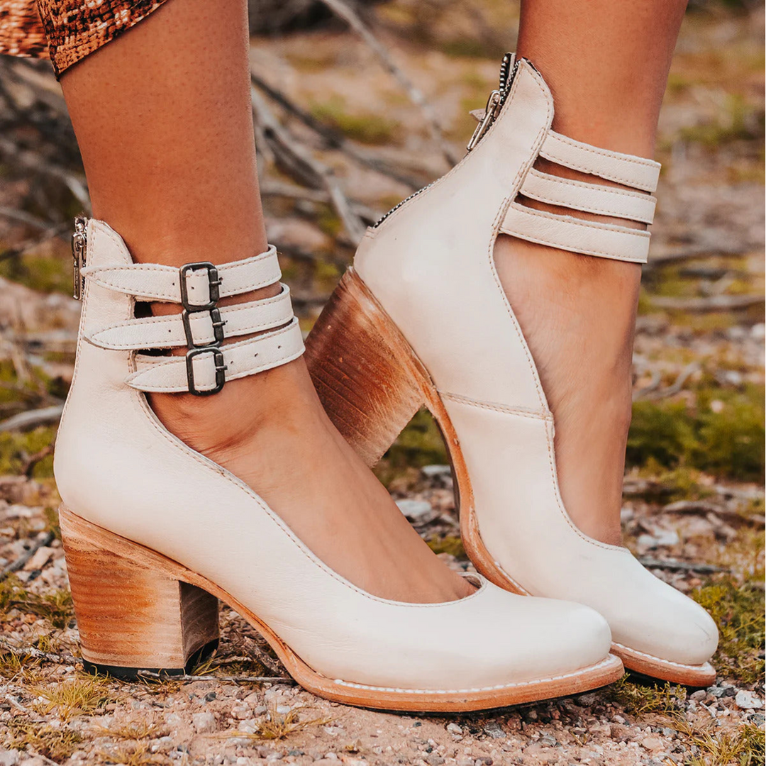 Women’s Sandals with Ankle Buckle Straps and Block Heel