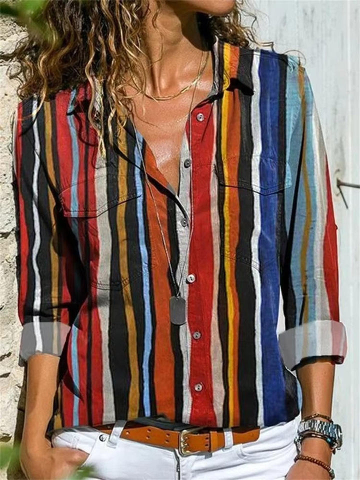 Women’s Shirt with Pointed Collar and Button Front