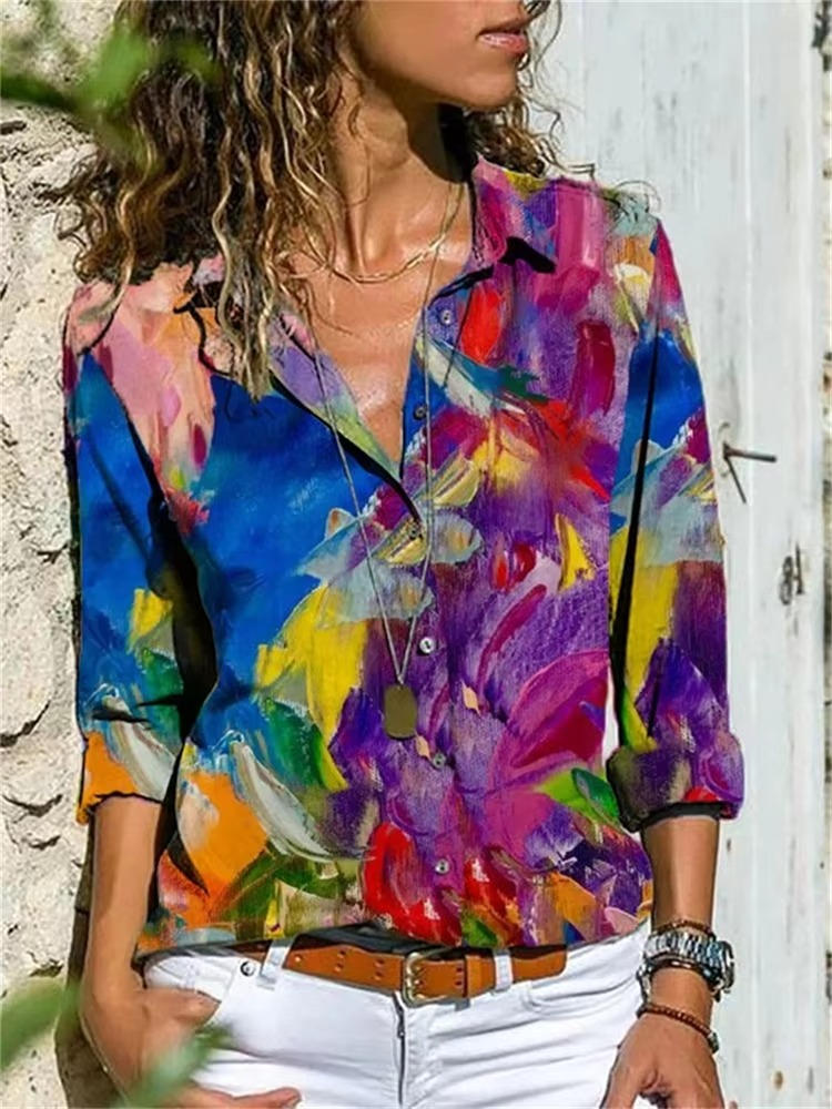 Women’s Shirt with Pointed Collar and Button Front