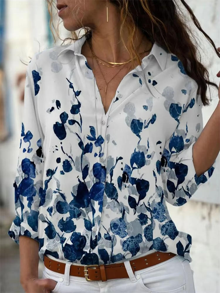 Women’s Shirt with Pointed Collar and Button Front