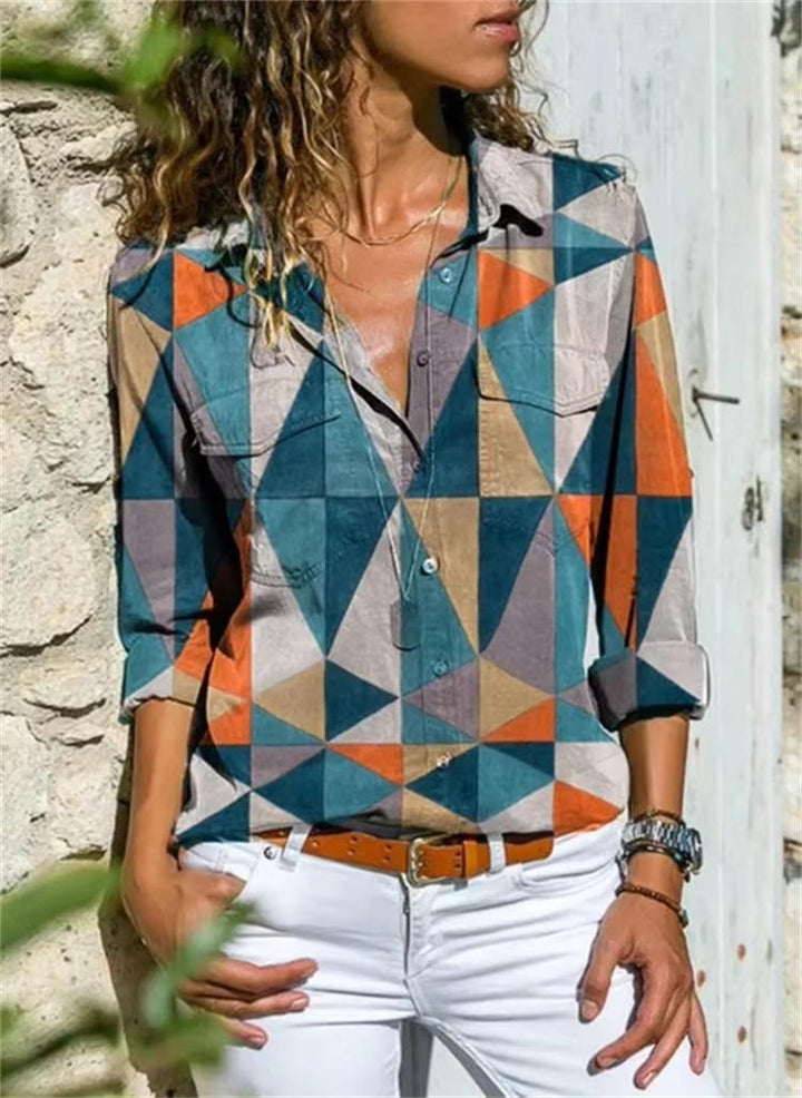 Women’s Shirt with Pointed Collar and Button Front