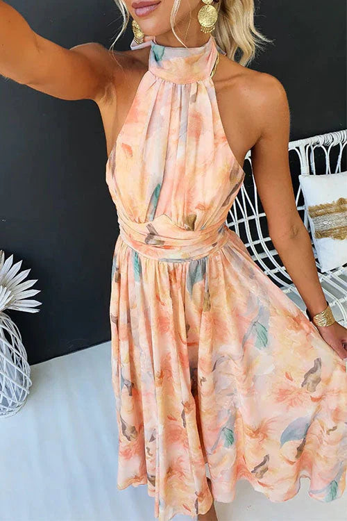 Women’s Sleeveless Maxi Dress with Neck Tie and Open Back