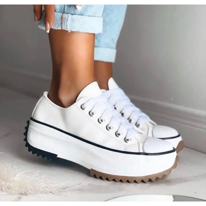 Women’s Sneakers with Lace-Up Closure and Toe Cap