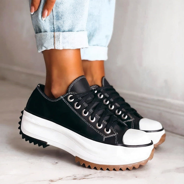 Women’s Sneakers with Lace-Up Closure and Toe Cap
