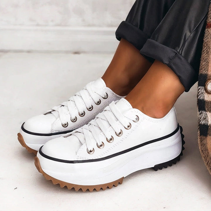 Women’s Sneakers with Lace-Up Closure and Toe Cap