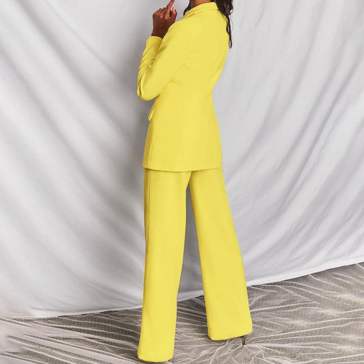 Women’s Suit Set with Long Blazer and Straight Leg Pants