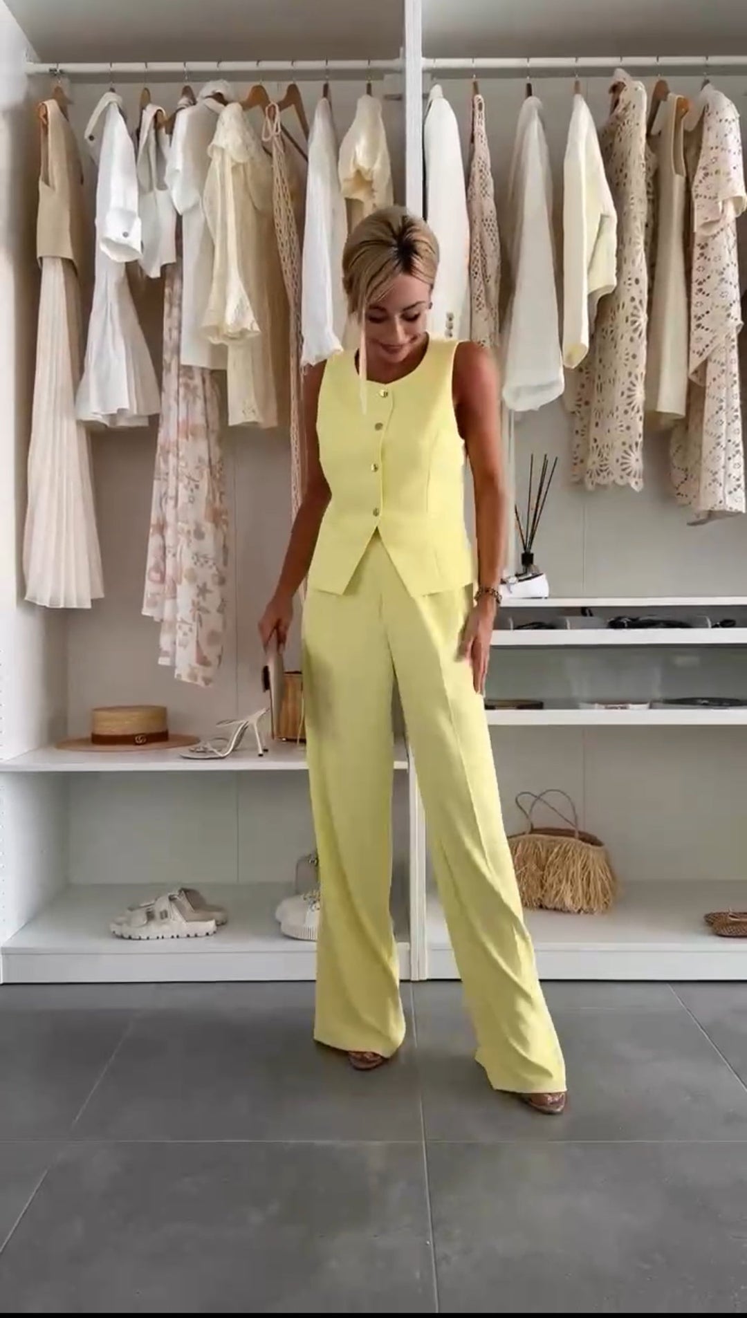 Women’s Two-Piece Set with Button Front Top and Full-Length Pants