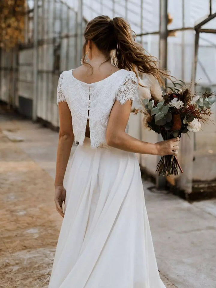 Women’s Two-Piece Set with Short Sleeve Top and Asymmetrical Hem Skirt